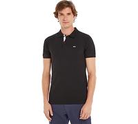 Polo Tommy Jeans Slim Placket manica corta nero - XS