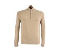 Tommy Jeans - Maglione color sabbia con zip corta e logo sul petto-Neutro 44