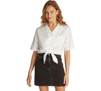 Tommy Jeans Tjw CRP Linen SS Shirt Dw0Dw20286, Camicia a Maniche Corte, Donna, Bianco (Ecru), XXS