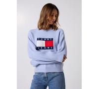 Tommy Jeans - Tjw Melange Flag Swe DW0DW21782 Blu - Abbigliamento L Blu