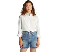Tommy Jeans Donna Camicia Pinstripe Poplin Regular Fit, Bianco (Ecru), XS
