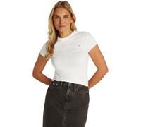 Tommy Jeans T-Shirt Maniche Corte Donna Slim Scollo Rotondo, Bianco (Ecru), XXS