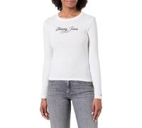 Tommy Jeans Tjw Slim Essential Logo 1 LS Tee Dw0Dw21844 Maglietta L/S, White (Ecru), XL Donna