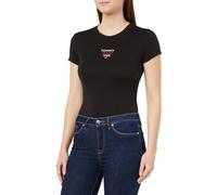 Tommy Jeans TJW Slim Essential Logo 1 SS DW0DW17357 Magliette a Maniche Corte, Nero (Black), XS Donna
