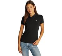 Tommy Jeans Donna Maglietta Polo Maniche Corte Slim Essential Elasticizzata, Nero (Black), M