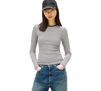 Tommy Jeans Tjw Slim Essential Rib LS Dw0Dw17387 Maglietta L/S, Black (Black/Ecru Stripe), XS Donna