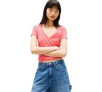 Tommy Jeans Tjw Slim Essential Rib V SS Dw0Dw17385 S/S T-Shirt, Rosa (Tropical Blush), M