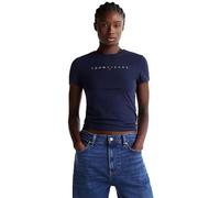 Tommy Jeans Donna T-Shirt Maniche Corte Linear Slim Fit, Blu (Dark Night Navy), XL