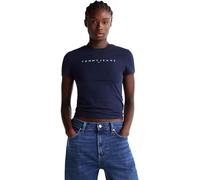 Tommy Jeans Donna T-Shirt Maniche Corte Linear Slim Fit, Blu (Dark Night Navy), XL