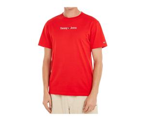 Tommy Jeans, ,Tops ,Uomo ,Rosso ,2XL Classica Lineare Rosso Cotone T-Shirt