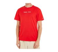 Tommy Jeans, ,Tops ,Uomo ,Rosso ,S Classica Lineare Rosso Cotone T-Shirt