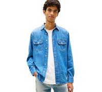 Tommy Jeans - Camicia di jeans comoda lavaggio blu medio 48