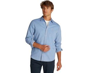 Tommy Jeans Uomo Camicia in Jeans Regular Fit con Chiusura a Bottoni, Blu (Denim Light), S