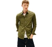 Tommy Jeans Uomo Camicia Original Stretch Slim Fit, Verde (Dark Greenery), S