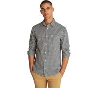 Tommy Jeans Uomo Camicia Poplin Check Maniche Lunghe, Nero (Black), XS