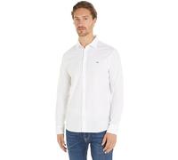 Tommy Jeans Uomo Camicia Poplin Shirt Maniche Lunghe, Bianco (White), M