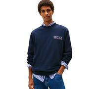 Tommy Jeans Uomo Felpa Entry Play con Scollo Rotondo, Blu (Dark Night Navy), S