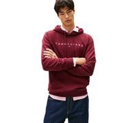 Tommy Jeans Uomo Felpa Linear Logo con Cappuccio, Rosso (Red Wine Multi), M