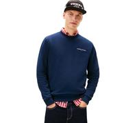 Tommy Jeans Uomo Felpa Linear Scollo Rotondo, Blu (Dark Night Navy), L