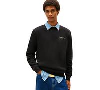 Tommy Jeans Uomo Felpa Linear Scollo Rotondo, Nero (Black), L
