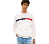 Tommy Jeans Uomo Felpa Sign Stripe Regular Fit, Bianco (Ecru), XL