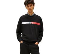 Tommy Jeans Tjm Reg Sign Stripe Cnck Ext Dm0dm23019 Felpa Senza Bottoni, Nero, L da Uomo