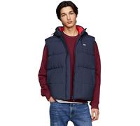 Tommy Jeans Uomo Gilet Essential Down Vest con Cappuccio, Blu (Dark Night Navy), L