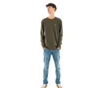 Tommy Jeans Uomo Maglietta Maniche Lunghe Regular Fit Waffle Scollo Rotondo, Verde (Fatigue Green), M