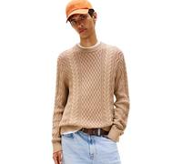 Tommy Jeans Uomo Pullover Cable Knit Sweater con Motivo a Trecce, Marrone (Coastal Taupe Tonal), S