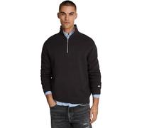 Tommy Jeans Uomo Pullover con Zip Regular Fit Half Zip Collo a Lupetto, Nero (Black), XS