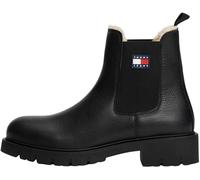Tommy Jeans Uomo Stivaletti Chelsea Leather Boot con Logo, Nero (Black), 46
