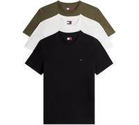Tommy Jeans Uomo T-Shirt Maniche Corte Confezione da 3 in Cotone, Argento (Black/Dark Greenery/Ecru), S