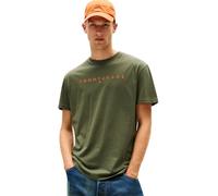Tommy Jeans Uomo T-Shirt Maniche Corte Linear Logo Cotone, Verde (Pewter Green Multi), XL