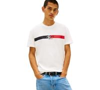 Tommy Jeans Uomo T-Shirt Maniche Corte Signature Stripe in Cotone, Bianco (Ecru), XL
