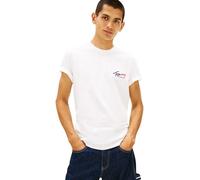 Tommy Jeans Uomo T-Shirt Maniche Corte Slim Sign Chest con Logo, Bianco (Ecru), L