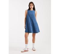Tommy Jeans - Vestito corto svasato in chambray lavaggio blu medio XL