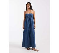 Tommy Jeans - Vestito lungo in chambray lavaggio blu medio XS