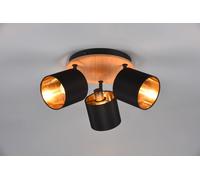 TOMMY PLAFONIERA 3 SPOTS BASE LEGNO CON PARALUMI NERO E ORO D. 46,5CM 3 LUCI ATTACCO E14