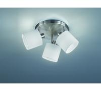 TOMMY PLAFONIERA 3 SPOTS CON DIFFUSORI PARALUMI BIANCHI BASE METALLO ACCIAIO SATINATO D.25CM ATTACCO E14