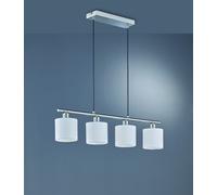 TOMMY SOSPENSIONE CON 4 DIFFUSORI ATTACCO E14 PARALUMI BIANCHI BASE METALLO ACCIAIO SATINATO L.75CM
