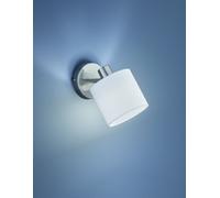 TOMMY SPOT SINGOLO CON DIFFUSORE PARALUME BIANCO BASE METALLO ACCIAIO SATINATO H.19CM 1 LUCE ATTACCO E14