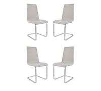 Tommychairs - Set 4 sedie London per cucina e sala da pranzo, scocca in multistrato imbottita e rivestita in tessuto grigio perla e basamento a slitta in tubo rettangolare cromato ad alta resistenza