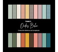 Tomo 3: Ondas Boho Colección Básicos de Scrapbook: 10 Colores Atemporales de patrón de Líneas Onduladas de estilo Boho con Traseras en Tono Sólido Coordinado para Manualidades, Origami y Cartonaje
