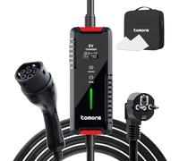 tomons Cavo di Ricarica Tipo 2 con Spina Schuko, 3,5 KW 16 A 6 M, Corrente Regolabile 6/8/10/13/16 A, Caricabatterie Portatile IP66 per Veicoli Elettrici e PHEV, con Display