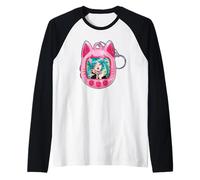 Tomonyachi Cat Girl Y2K Anime Neko Rosa Tamagotchi Vapour Maglia con Maniche Raglan
