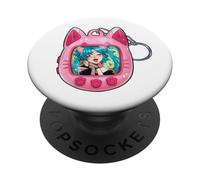 Tomonyachi Cat Girl Y2K Anime Neko Rosa Tamagotchi Vapour PopSockets PopGrip Adesivo