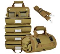 Tomorotec Borsa professionale arrotolabile per attrezzi, in resistente tessuto Oxford con rivestimento in PVC, scomparti etichettati e tasche espandibili, compatta, portatile per strumenti e accessori
