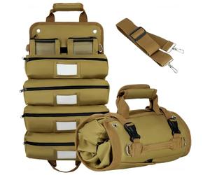 Tomorotec Borsa professionale arrotolabile per attrezzi, in resistente tessuto Oxford con rivestimento in PVC, scomparti etichettati e tasche espandibili, compatta, portatile per strumenti e accessori