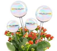 Tomorotec Confezione da 4 globi autoirriganti in vetro iridescente (2 grandi + 2 piccoli), lampadine decorative in vetro arcobaleno soffiato a mano, irrigazione automatica per piante da interno ed