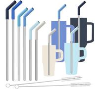 Tomorotec Confezione da 6 cannucce riutilizzabili in acciaio inox con punte in silicone, 3 misure compatibili con bicchieri Stanley da 1134 g, 850,5 g, 567 g, 396,9 g, lavabili in lavastoviglie,